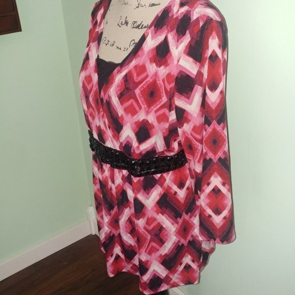 4 for $10 STYLE & CO BEAD WAIST TUNIC TOP SZ LG - Picture 4 of 5